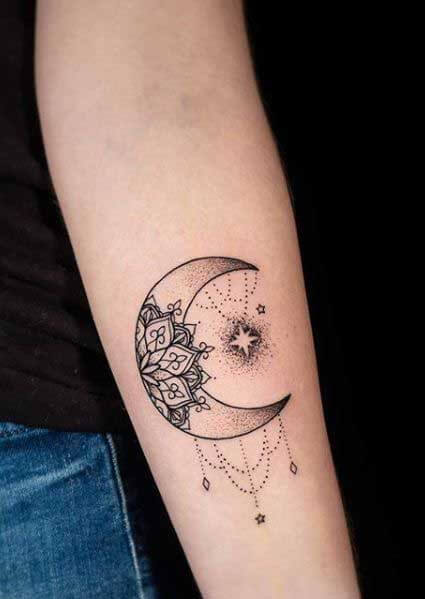 Moon With Lotus Flower Tattoo 2 30+ Best Lotus Flower Tattoo Design Ideas (Meaning And Inspiration)