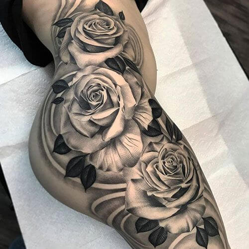 Roses Thigh Tattoos 2 26+ Best Thigh Tattoos for Women in 2023