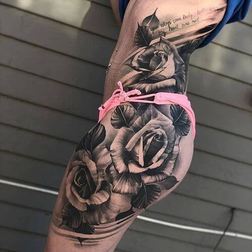 Roses Thigh Tattoos 3 26+ Best Thigh Tattoos for Women in 2023