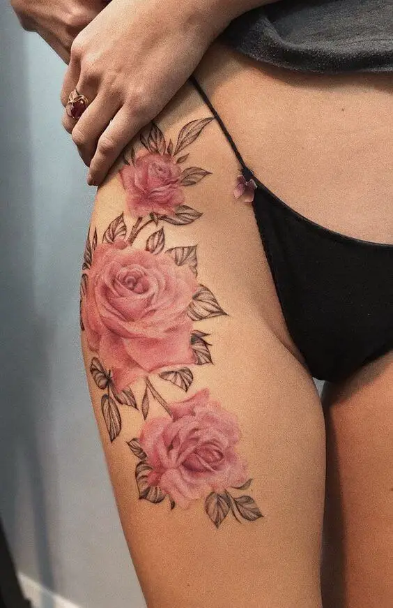 Roses Thigh Tattoos 4 26+ Best Thigh Tattoos for Women in 2023