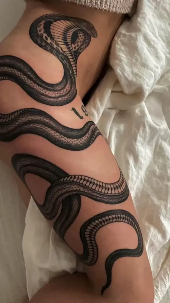 Snake Thigh Tattoos 5 26+ Best Thigh Tattoos for Women in 2023