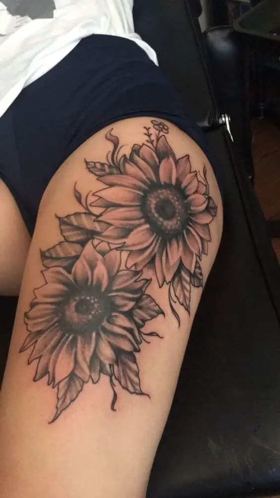 Sunflower Thigh Tattoos 26+ Best Thigh Tattoos for Women in 2023
