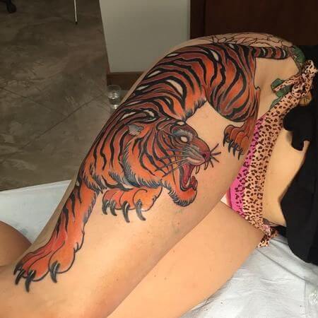 Tiger Thigh Tattoos 2 26+ Best Thigh Tattoos for Women in 2023