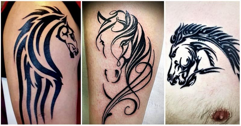 Bold tribal horse tattoo designs