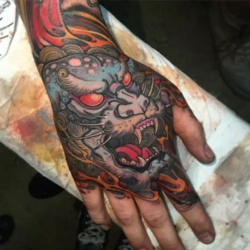 Dragon hand tattoos for men.