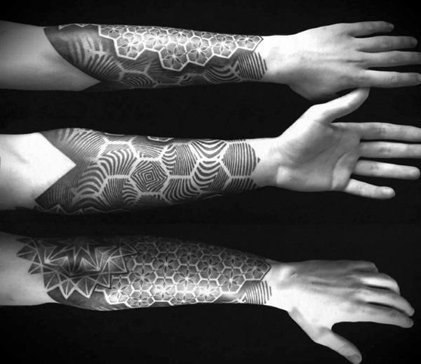 Symmetrical Geometric Hand Tattoos for Men
