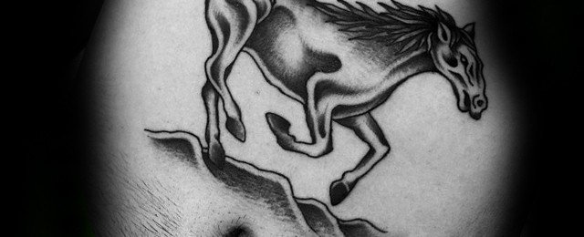 Timeless black and white horse tattoo designs.