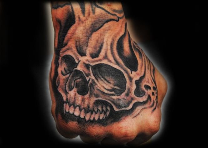 personalized skull hand tattoos for men