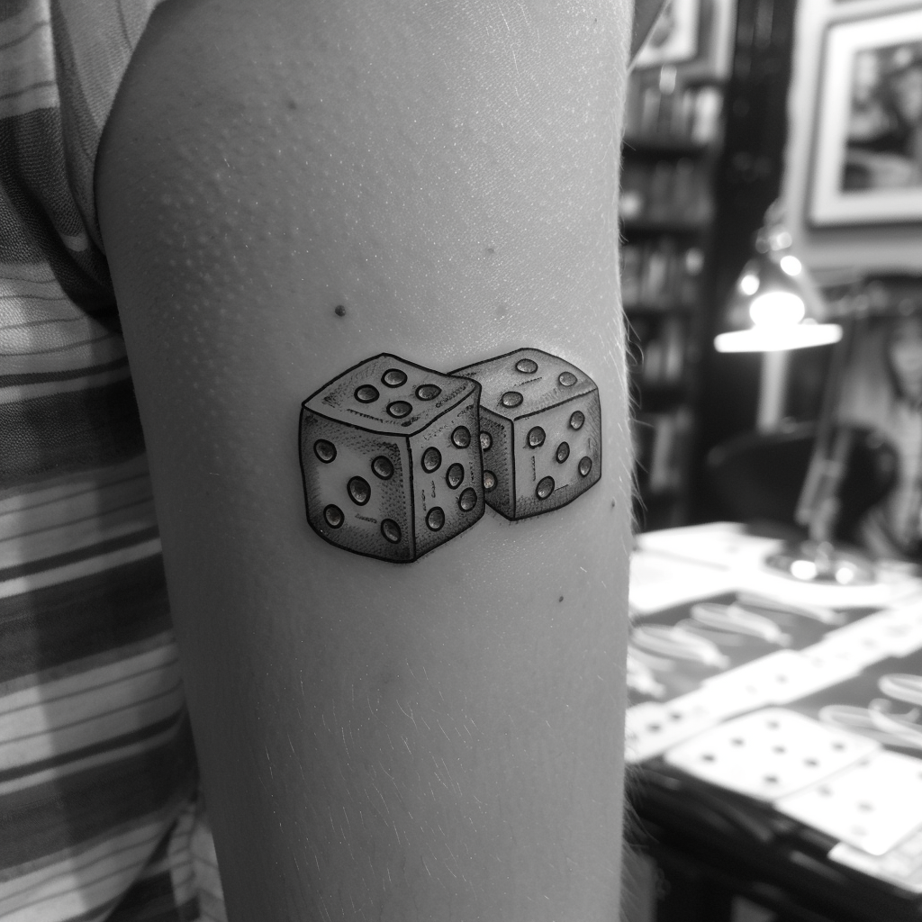 1. Classic Black and White Dice Tattoo 10 Creative Dice Tattoo Designs to Roll Out Your Luck in 2024