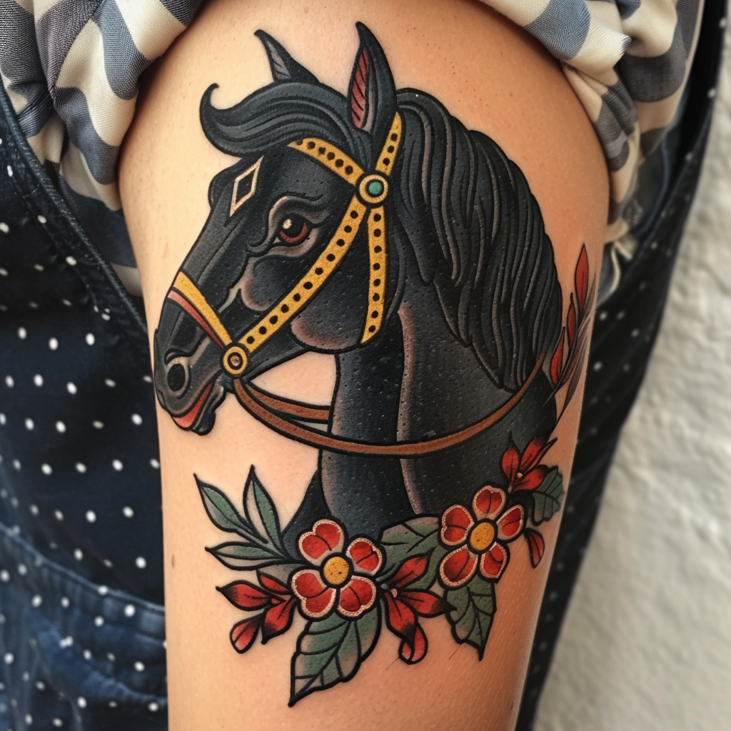 1. Traditional Black Stallion Tattoos 10 Stunning Horse Tattoo Designs to Showcase Your Equestrian Passion in 2024