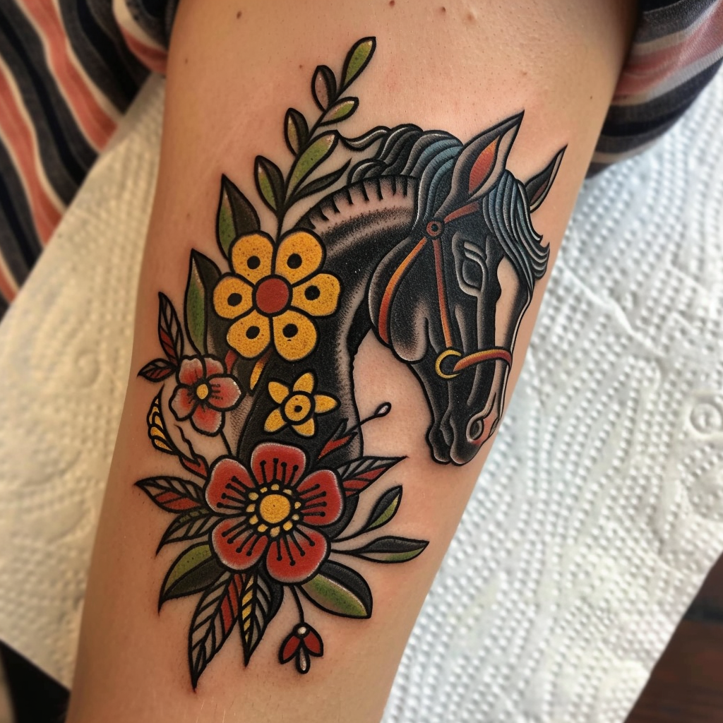 1.1 Traditional Black Stallion Tattoos 10 Stunning Horse Tattoo Designs to Showcase Your Equestrian Passion in 2024