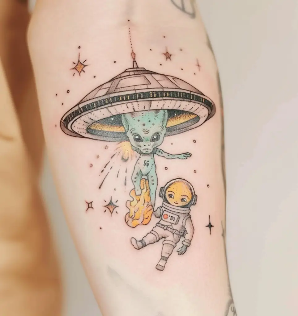 10 Astronaut and Alien Encounter 10 Best Astronaut Tattoo Designs in 2024: Symbols of Space Exploration