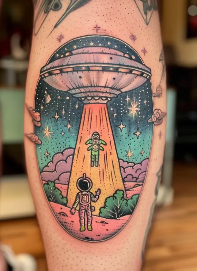 10. Astronaut and Alien Encounter 10 Best Astronaut Tattoo Designs in 2024: Symbols of Space Exploration