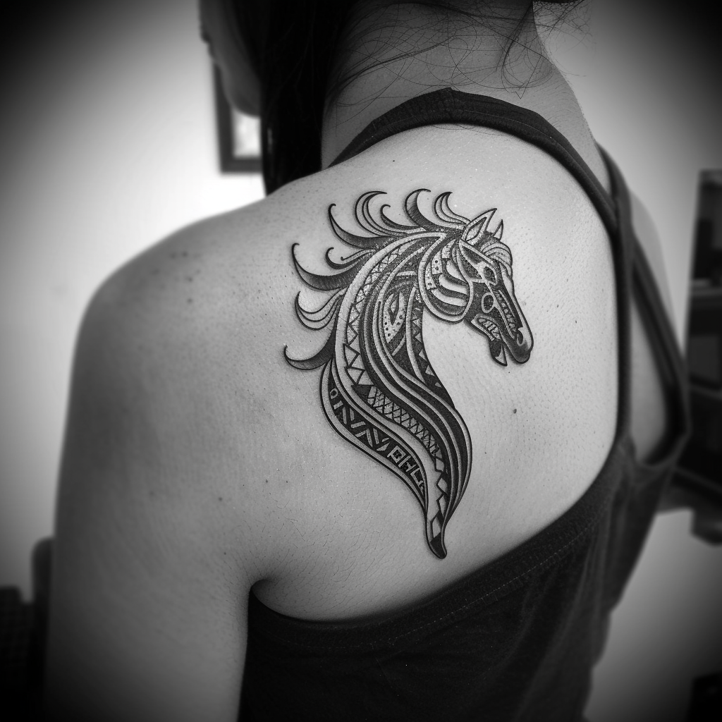 2. Elegant Tribal Horse Tattoos 10 Stunning Horse Tattoo Designs to Showcase Your Equestrian Passion in 2024