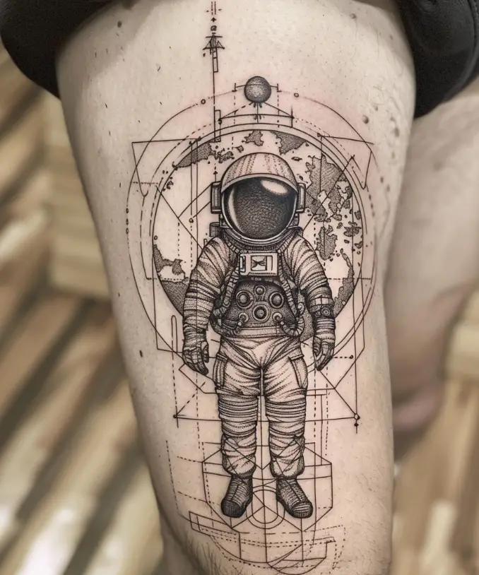 3. Abstract Astronaut Design 1 10 Best Astronaut Tattoo Designs in 2024: Symbols of Space Exploration