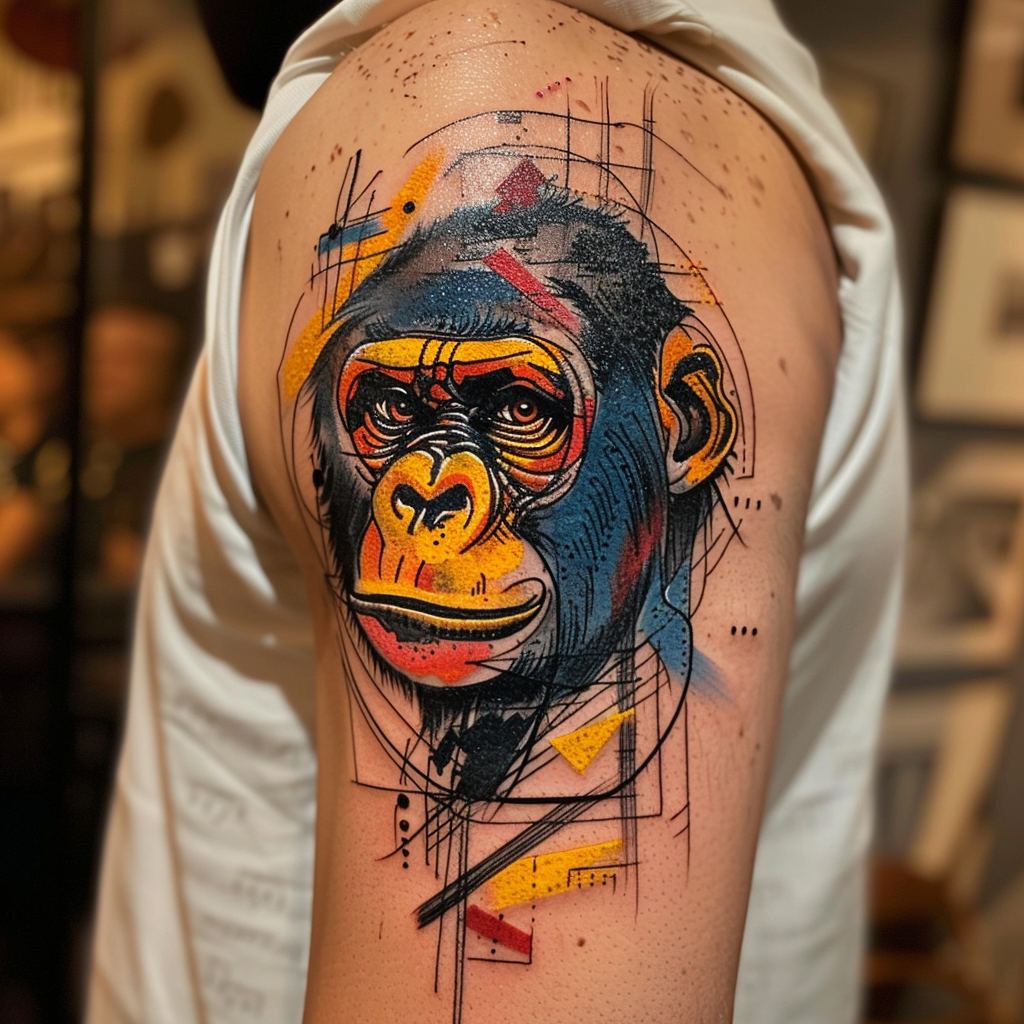 3. Abstract Gorilla Art Tattoo 10 Stunning Gorilla Tattoo Designs to Showcase Your Strength in 2024