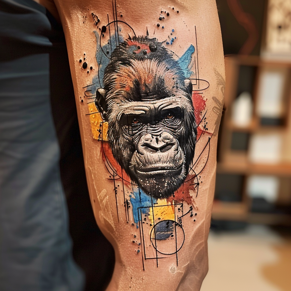 3.1 Abstract Gorilla Art Tattoo 10 Stunning Gorilla Tattoo Designs to Showcase Your Strength in 2024