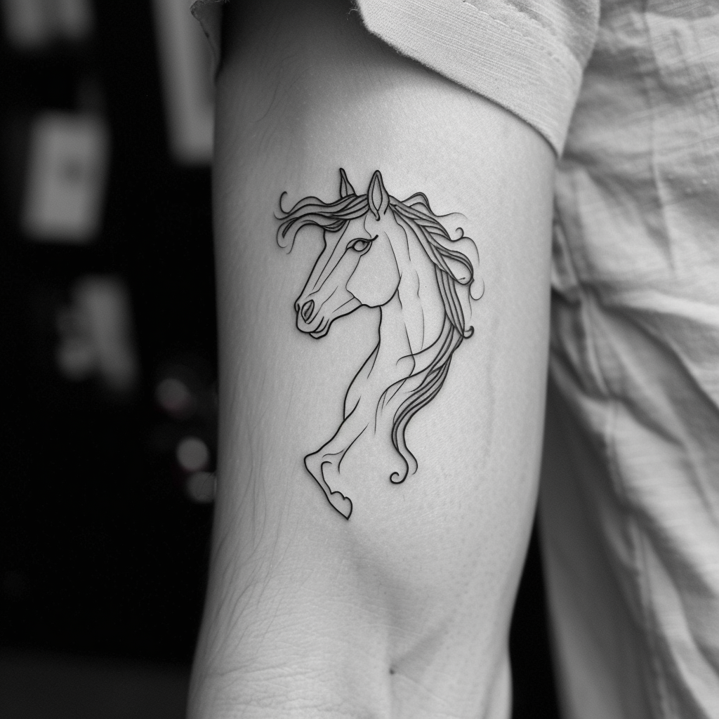 4. Minimalist Horse Outline Tattoos 1 10 Stunning Horse Tattoo Designs to Showcase Your Equestrian Passion in 2024