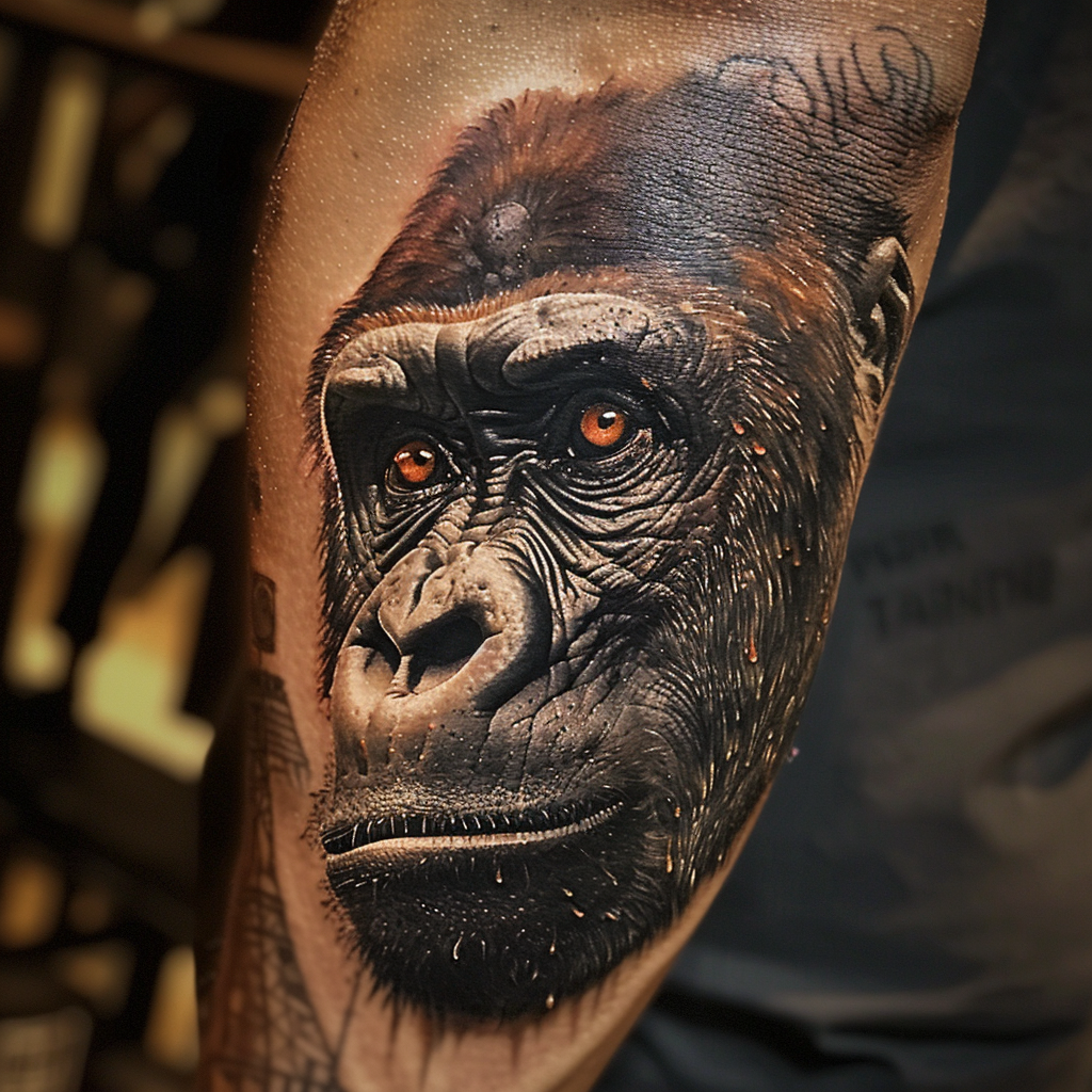 4. Realistic Gorilla Portrait 10 Stunning Gorilla Tattoo Designs to Showcase Your Strength in 2024