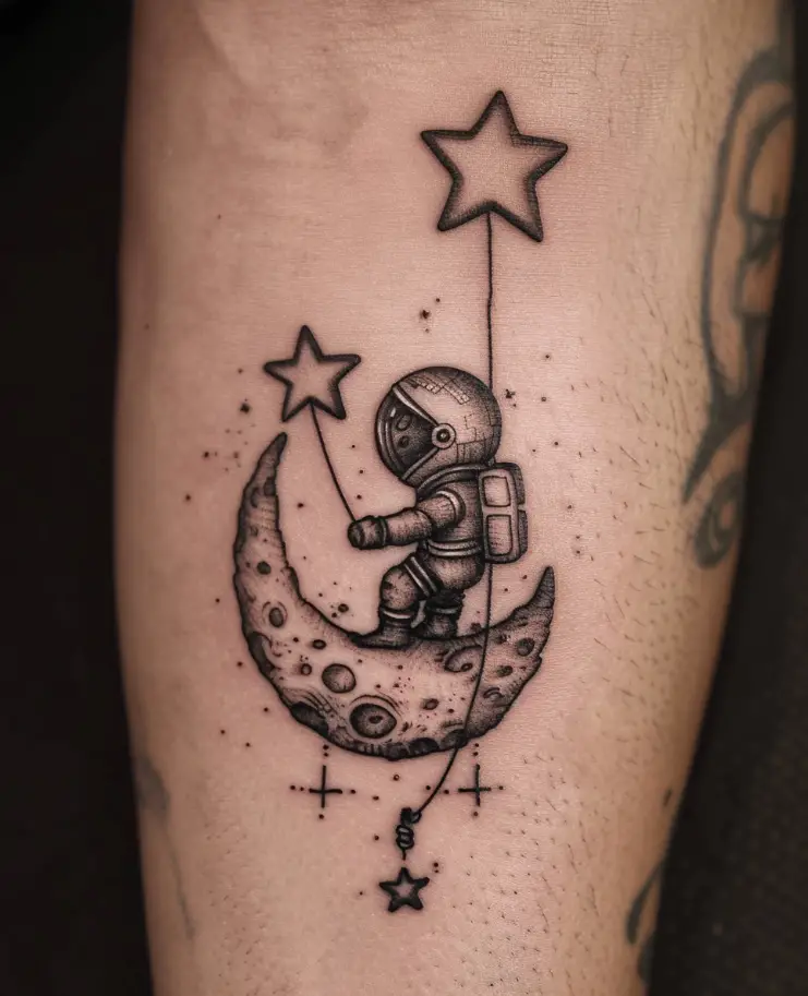 5. Astronaut and the Moon 10 Best Astronaut Tattoo Designs in 2024: Symbols of Space Exploration
