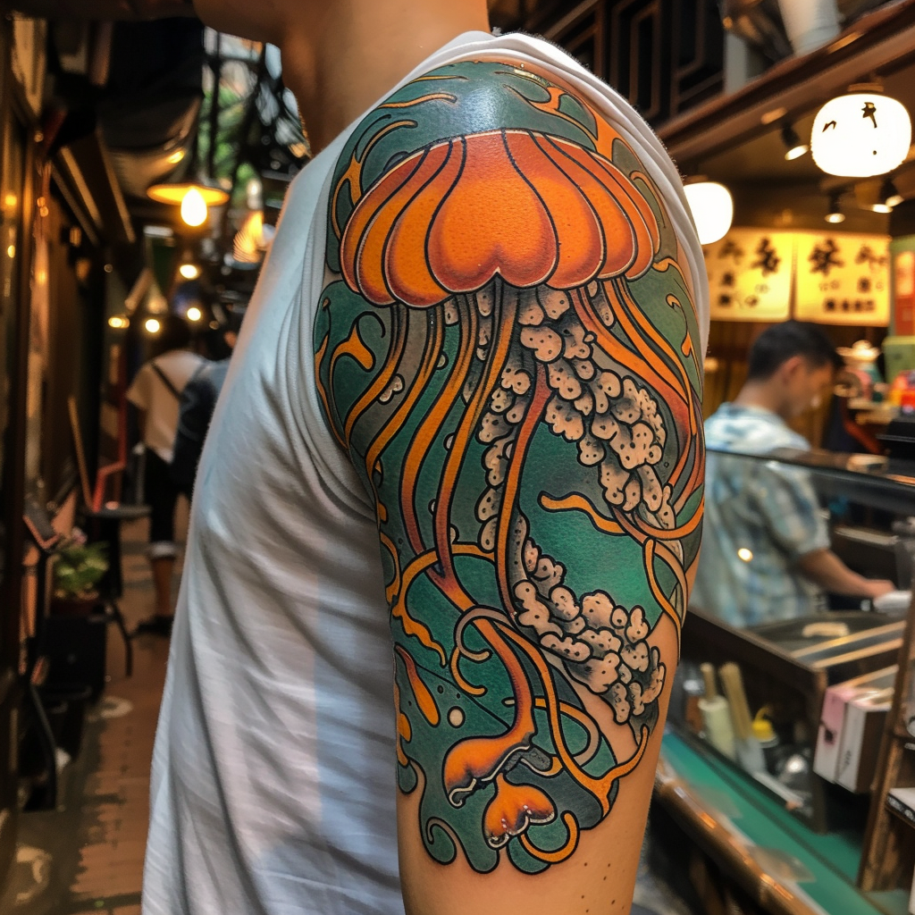 5. Traditional Japanese Jellyfish Tattoos 10 Stunning Jellyfish Tattoo Designs to Electrify Your Look in 2024