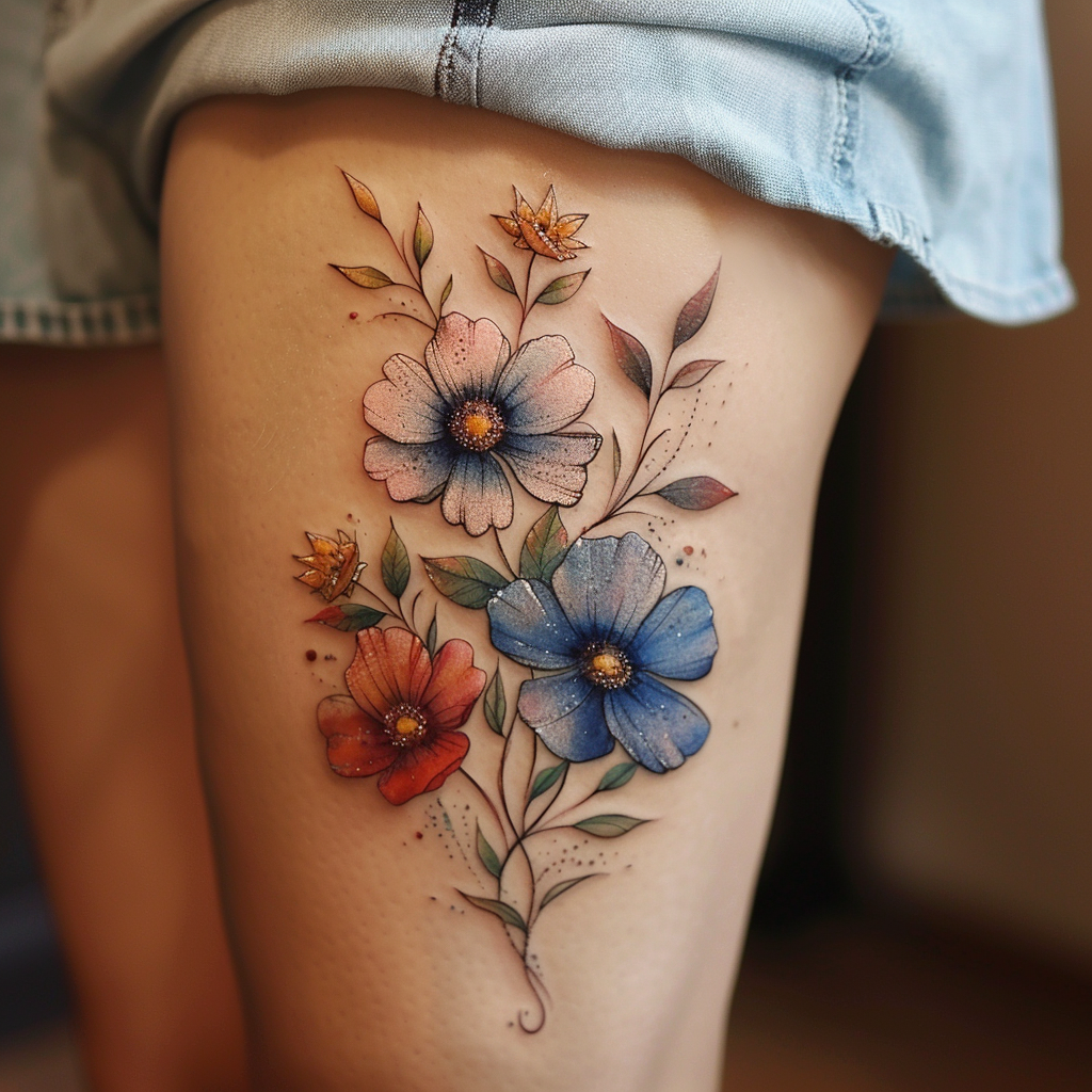 5. Watercolor Tattoos 1 10 Stunning Above Knee Tattoo Designs to Flaunt in 2024