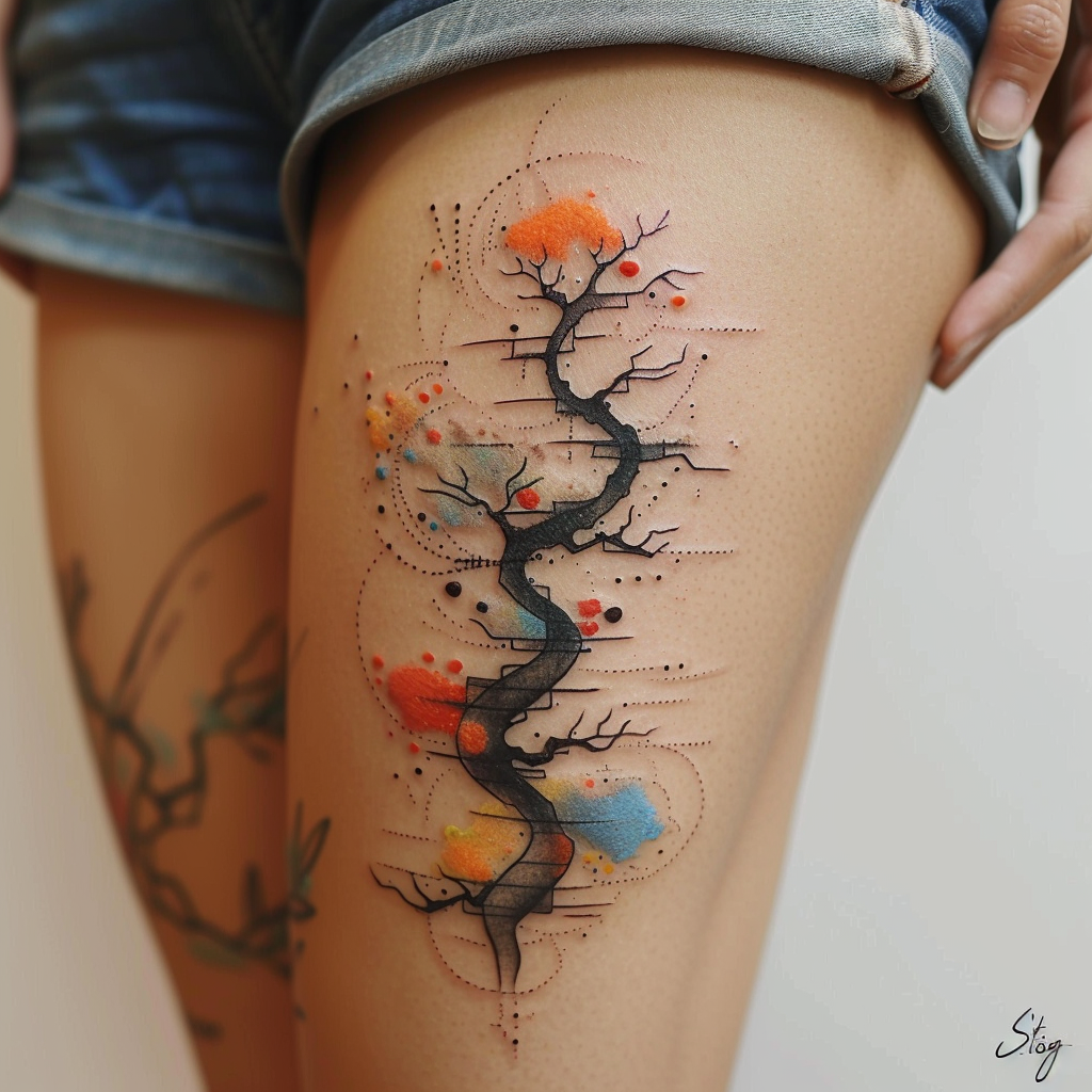 5. Watercolor Tattoos 10 Stunning Above Knee Tattoo Designs to Flaunt in 2024