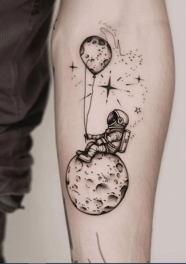 6. Astronaut Floating with Balloons 1 10 Best Astronaut Tattoo Designs in 2024: Symbols of Space Exploration