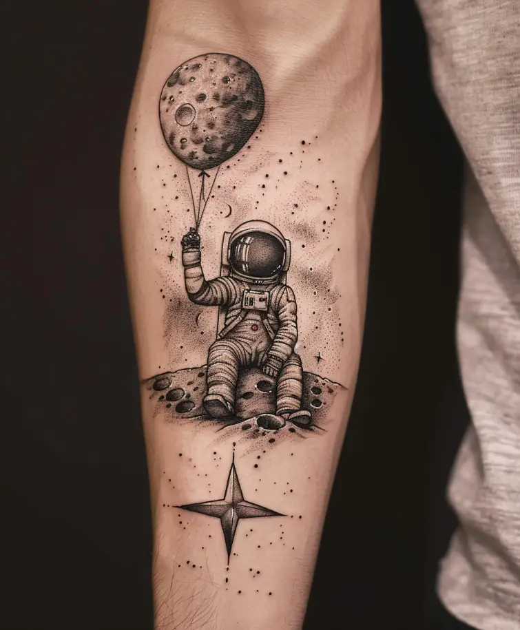 6. Astronaut Floating with Balloons 10 Best Astronaut Tattoo Designs in 2024: Symbols of Space Exploration