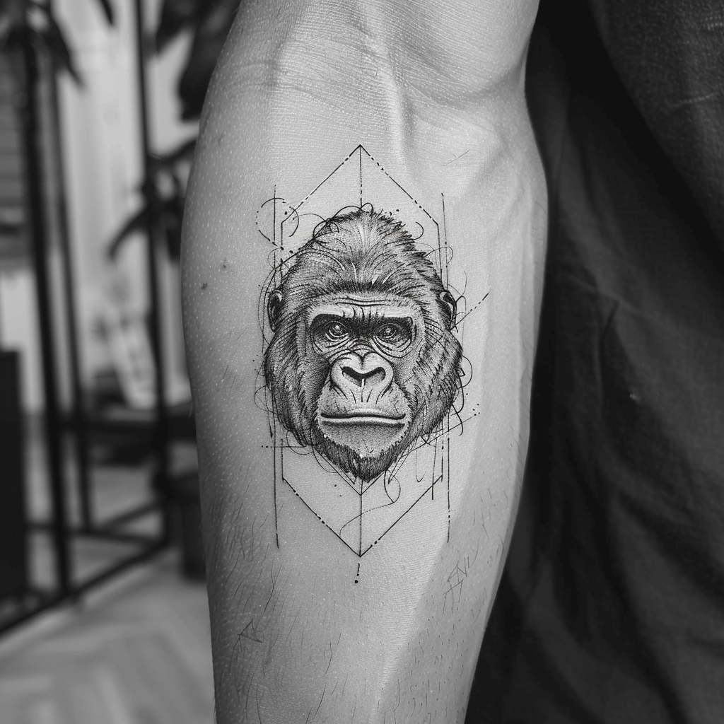 6. Minimalist Gorilla Outline 10 Stunning Gorilla Tattoo Designs to Showcase Your Strength in 2024