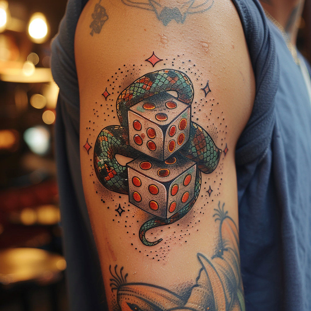 6. Snake Eyes Dice Tattoo for Risk Takers 10 Creative Dice Tattoo Designs to Roll Out Your Luck in 2024