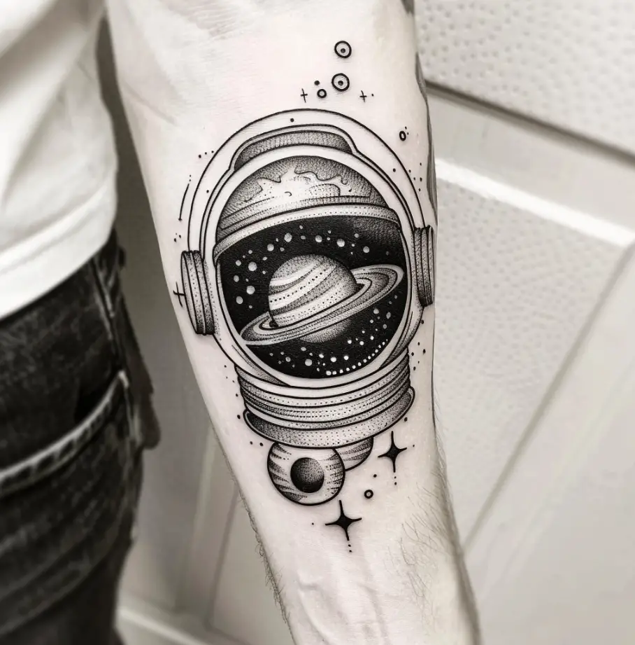 7. Space Suit Helmet Reflection 1 10 Best Astronaut Tattoo Designs in 2024: Symbols of Space Exploration