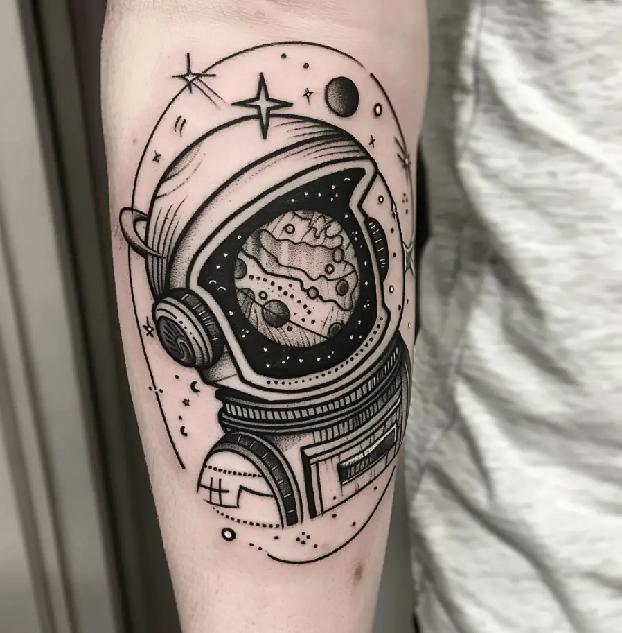 7. Space Suit Helmet Reflection 10 Best Astronaut Tattoo Designs in 2024: Symbols of Space Exploration