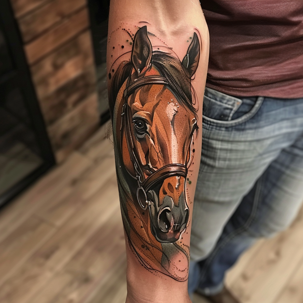 7.1 Realistic Horse Portrait Tattoos 10 Stunning Horse Tattoo Designs to Showcase Your Equestrian Passion in 2024