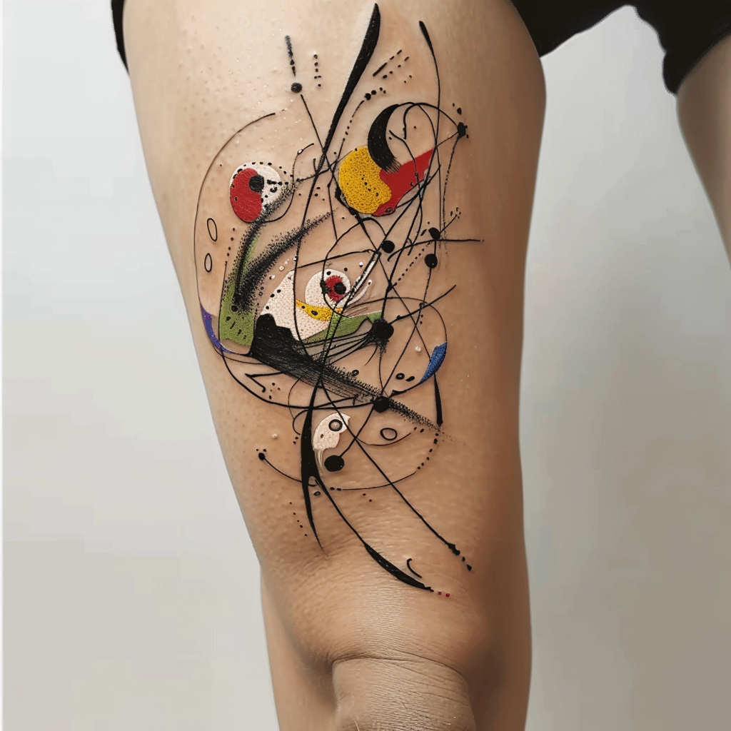 8. Abstract Art 10 Stunning Above Knee Tattoo Designs to Flaunt in 2024