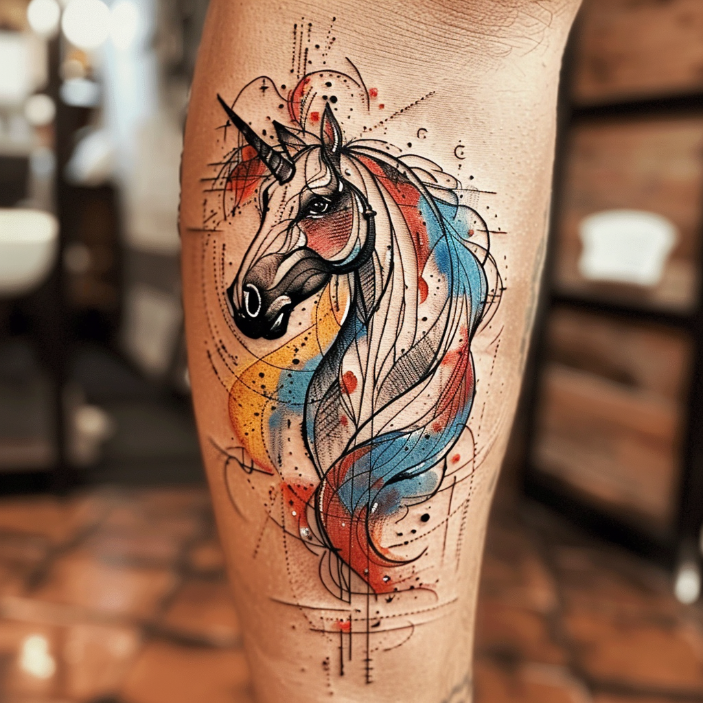 8. Abstract Horse Tattoos Blending Art and Passion 10 Stunning Horse Tattoo Designs to Showcase Your Equestrian Passion in 2024