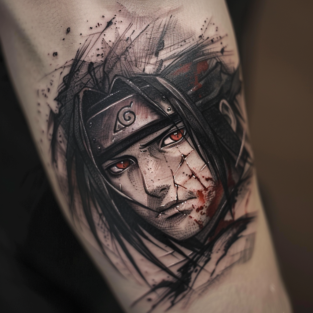 8. Realistic Itachi Portrait Tattoo 10 Striking Itachi Tattoo Designs for Ultimate Naruto Fans