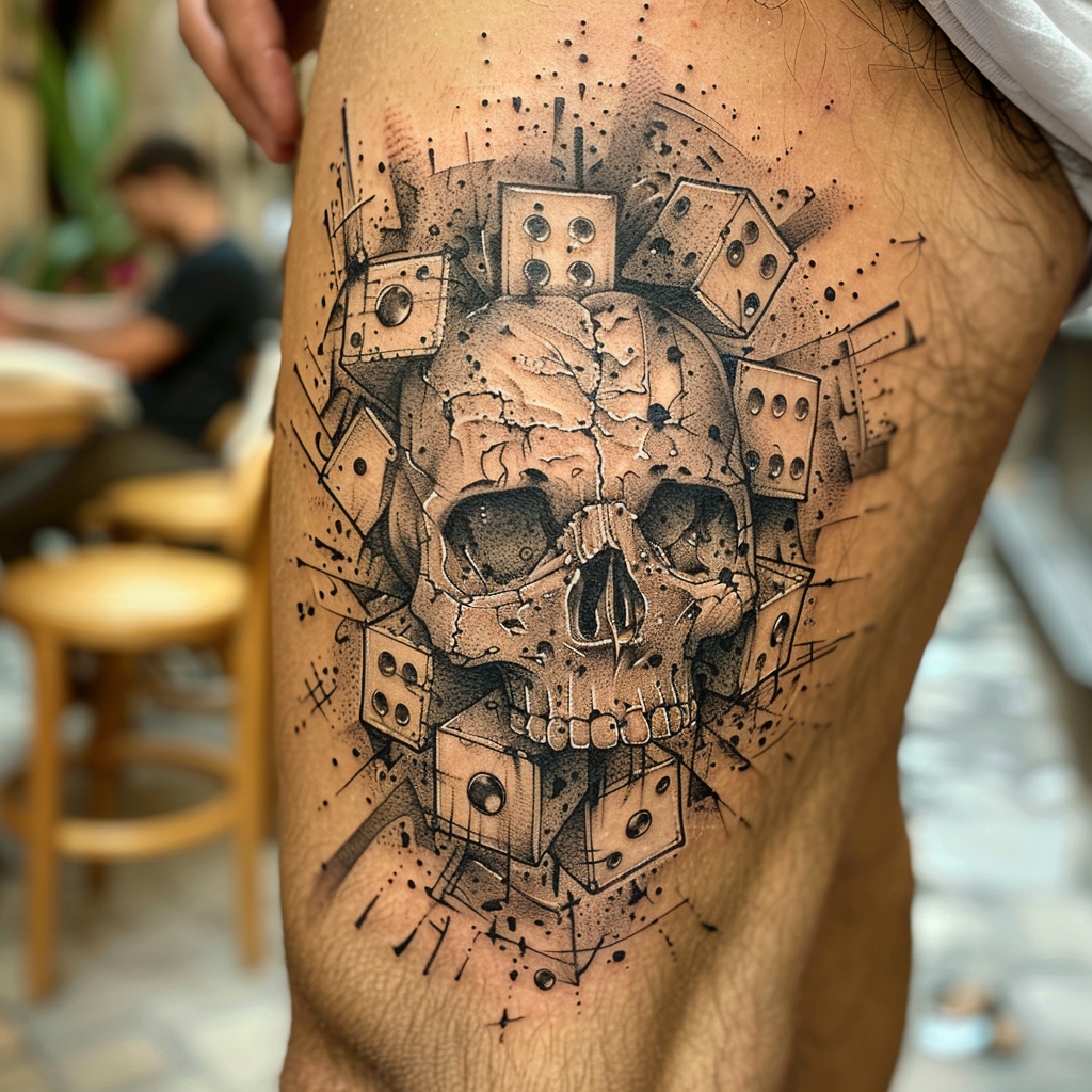 9. Skull and Dice Tattoo for a Rebellious Edge 10 Creative Dice Tattoo Designs to Roll Out Your Luck in 2024