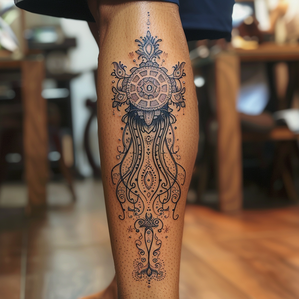 9. Tribal Jellyfish Tattoos 1 10 Stunning Jellyfish Tattoo Designs to Electrify Your Look in 2024