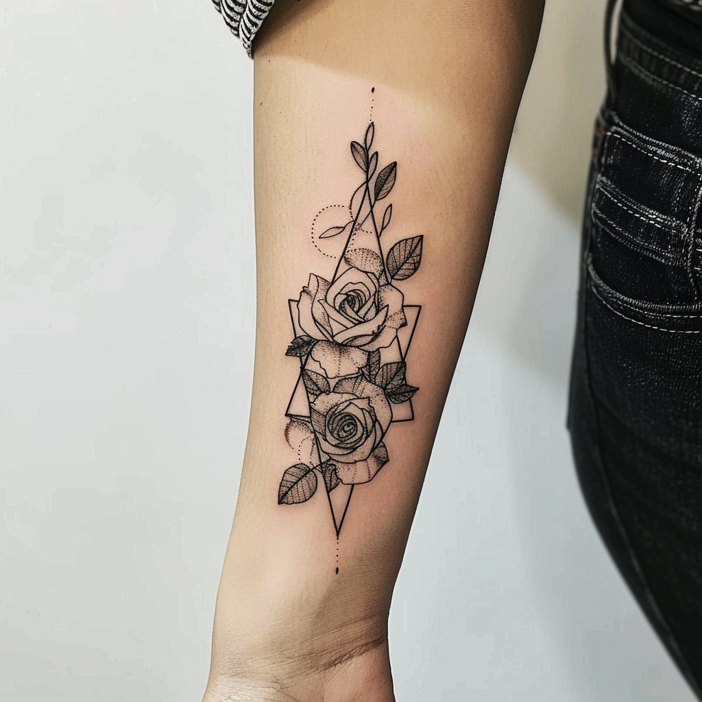 Design 4 Geometric Black Rose 1 5 Stunning Black Rose Tattoo Designs for a Bold Statement in 2024