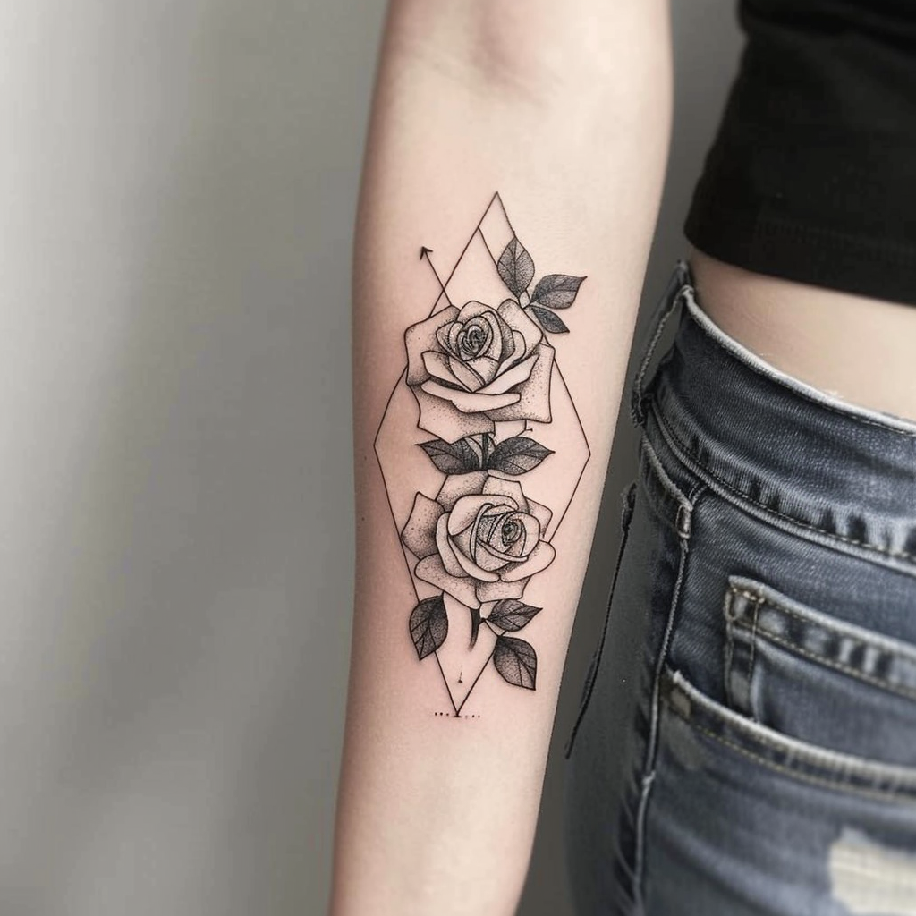 Design 4 Geometric Black Rose 5 Stunning Black Rose Tattoo Designs for a Bold Statement in 2024
