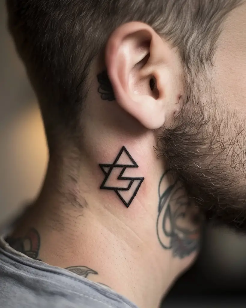 Geometric Patterns 1 10 Trendy Behind the Ear Tattoos for Men in 2024: Unleash Your Style