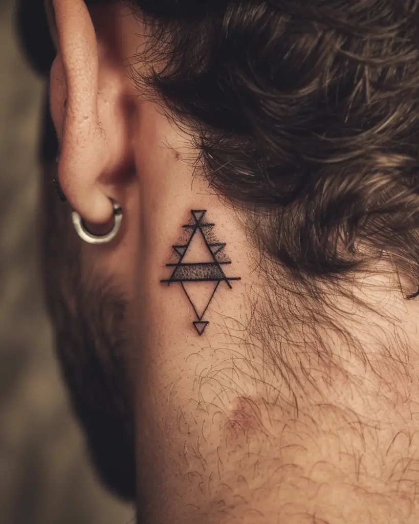 Geometric Patterns 10 Trendy Behind the Ear Tattoos for Men in 2024: Unleash Your Style