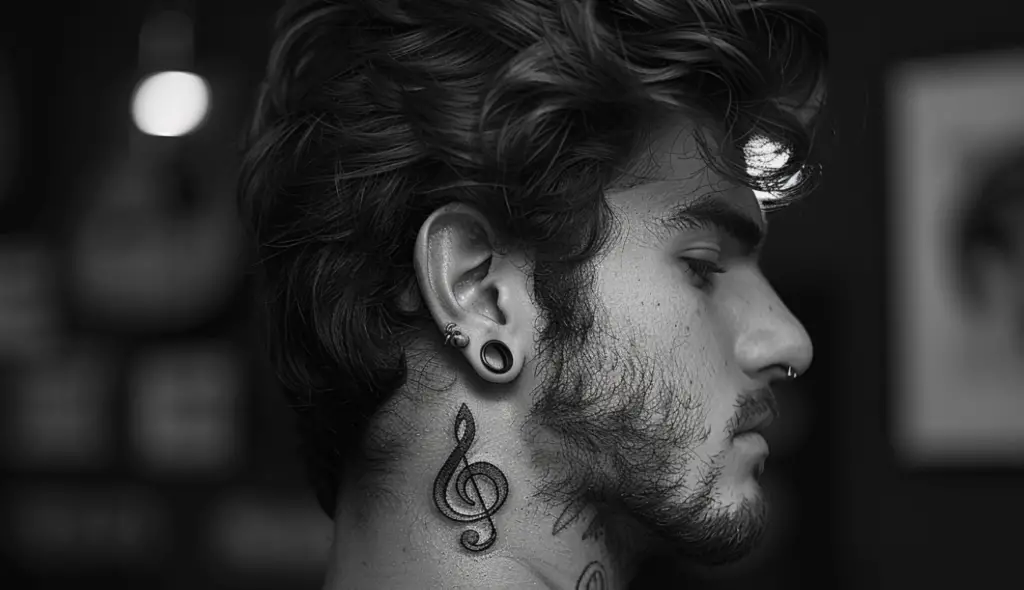 Music and Art Symbols 10 Trendy Behind the Ear Tattoos for Men in 2024: Unleash Your Style