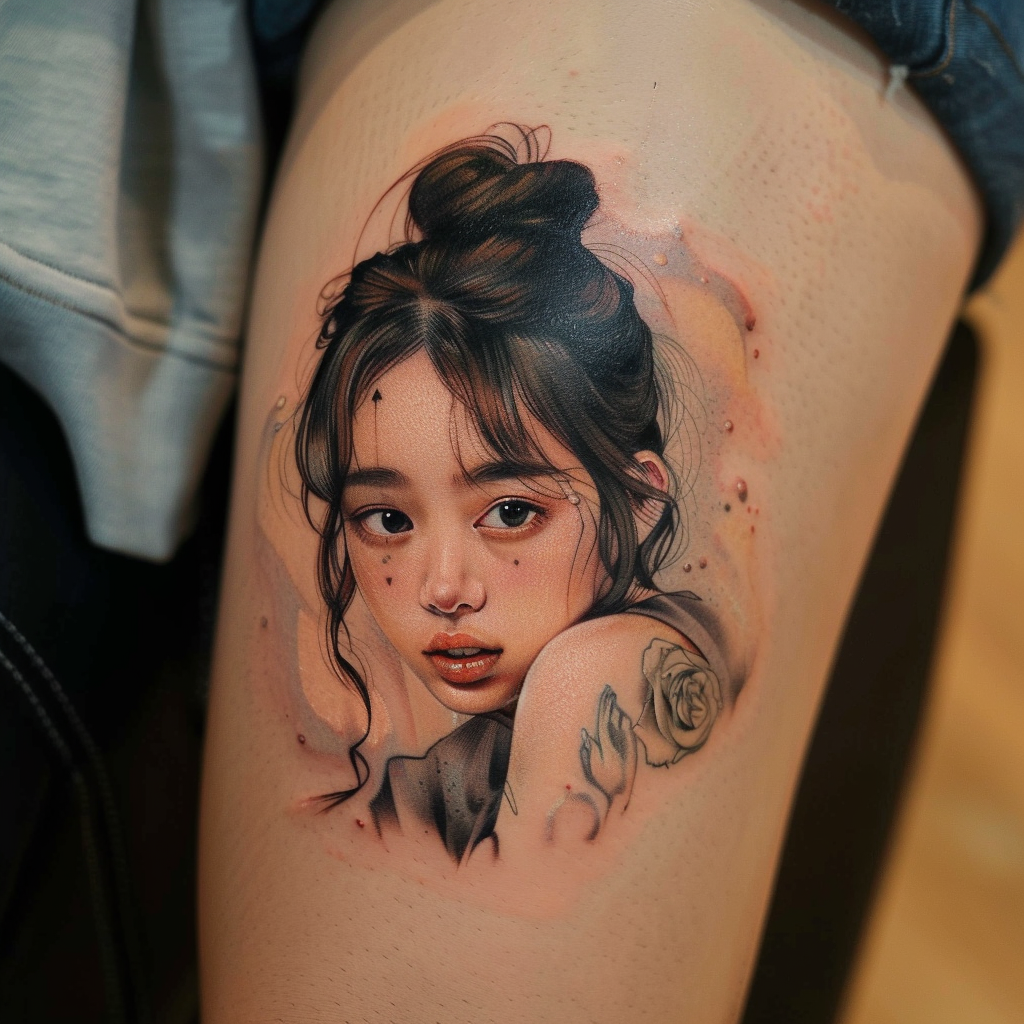 Portrait Tattoos Realistic and Personal 10 Stunning Above Knee Tattoo Designs to Flaunt in 2024