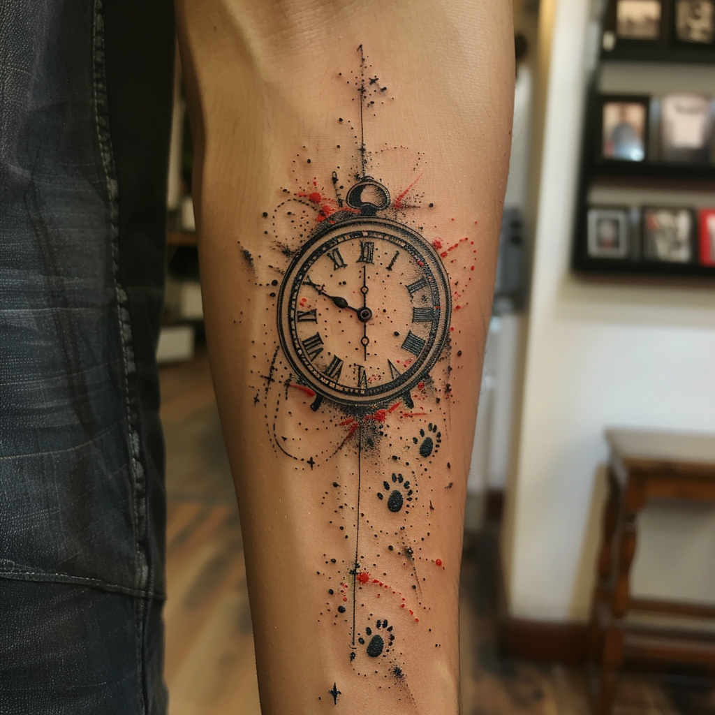 1. Classic Vintage Clock with Realistic Baby Footprints 1.1 5 Stunning Birth Clock Tattoo Designs to Celebrate Life's Moments in 2024
