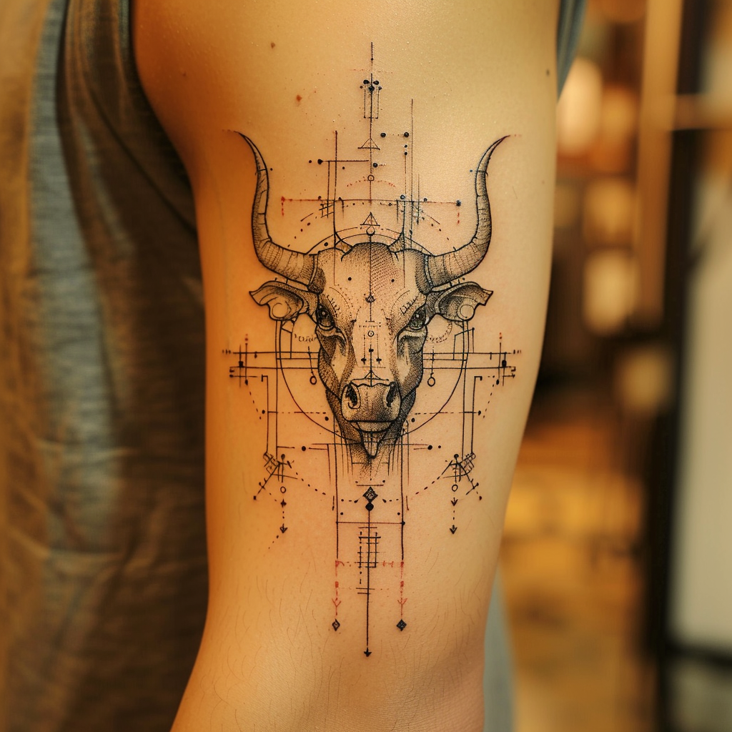 4. geometric bull tattoos 1 Discover the Art of Bull Tattoos: Unleash the Power of Bold Designs