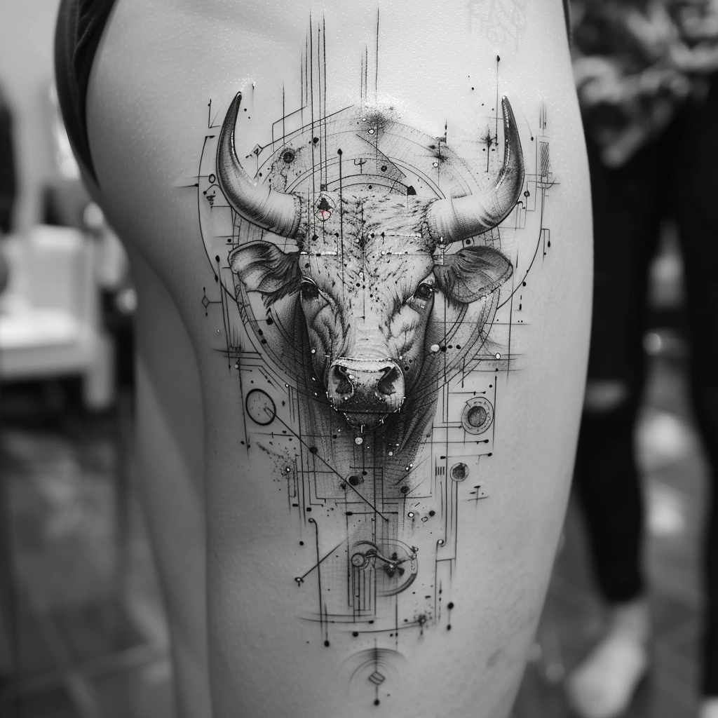 4. geometric bull tattoos Discover the Art of Bull Tattoos: Unleash the Power of Bold Designs