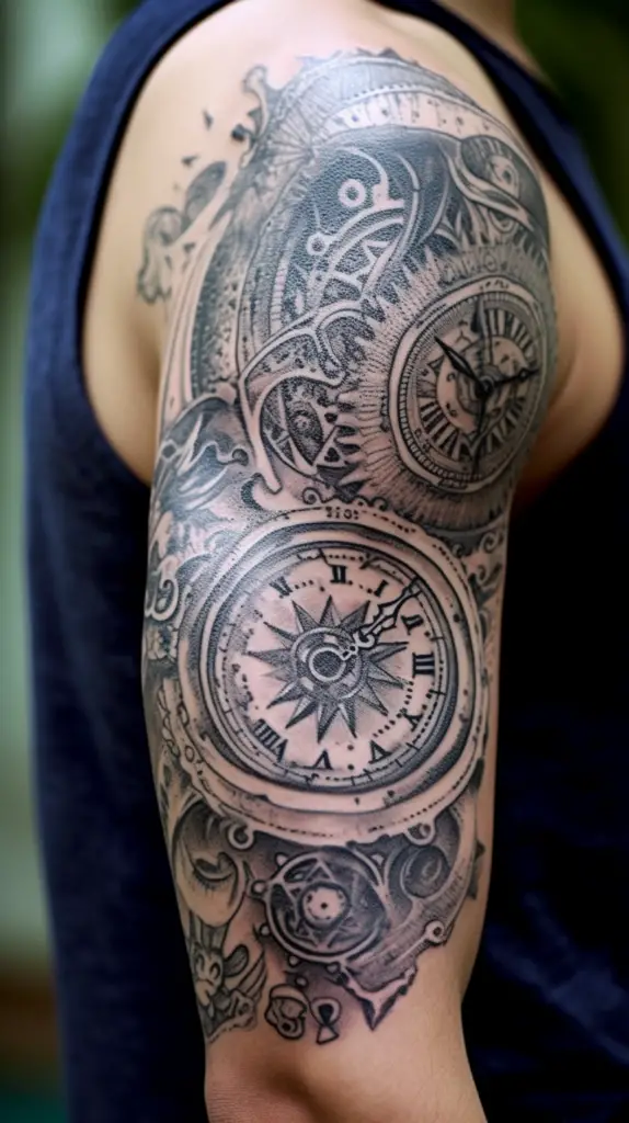 5. Combination of Birth Clock with Zodiac Signs 5 Stunning Birth Clock Tattoo Designs to Celebrate Life's Moments in 2024