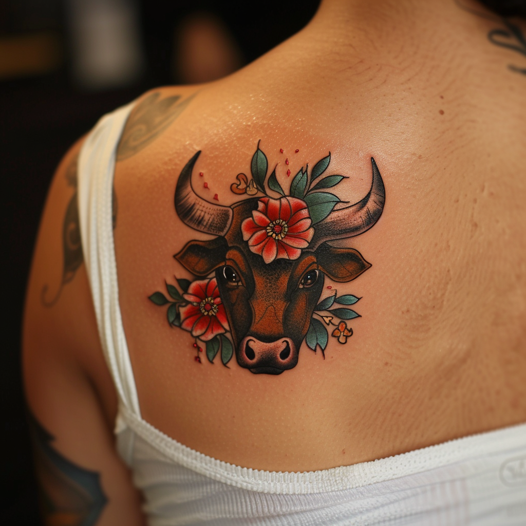 6. floral motifs Discover the Art of Bull Tattoos: Unleash the Power of Bold Designs